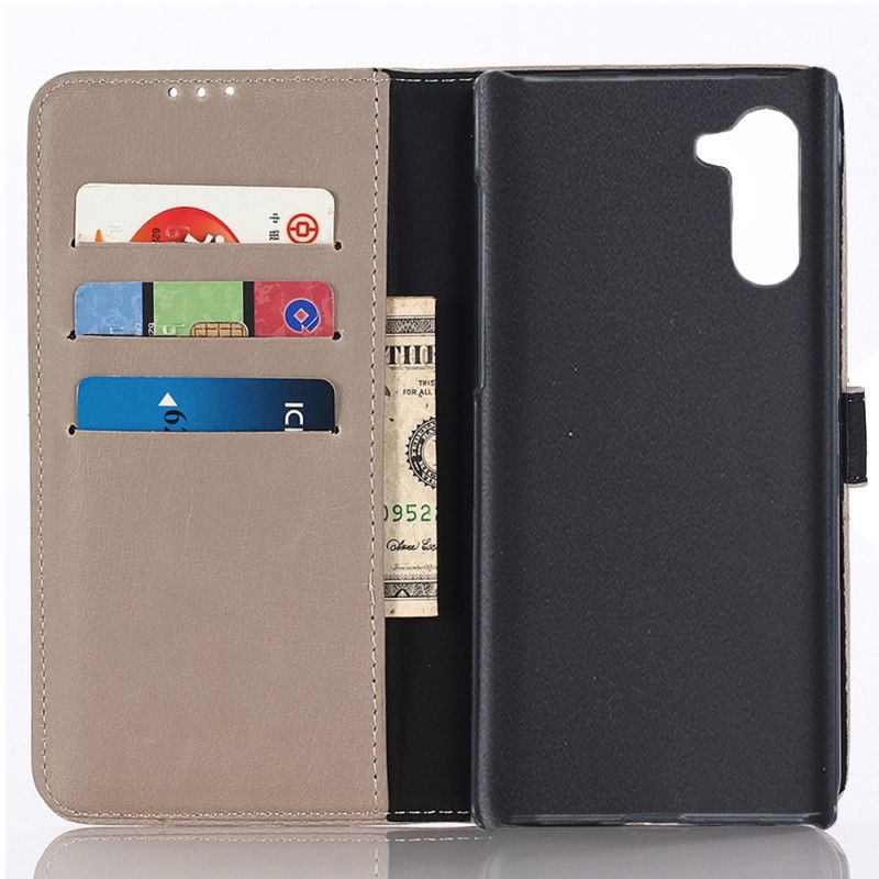 Flip Case Leren Samsung Galaxy Note 10 Zwart Vintage Lederen Ontwerp