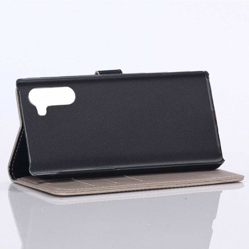 Flip Case Leren Samsung Galaxy Note 10 Zwart Vintage Lederen Ontwerp