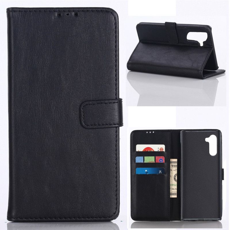Flip Case Leren Samsung Galaxy Note 10 Zwart Vintage Lederen Ontwerp