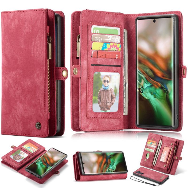Folio-hoesje Samsung Galaxy Note 10 Rood Zwart Portemonnee Hoesje En Hoesje