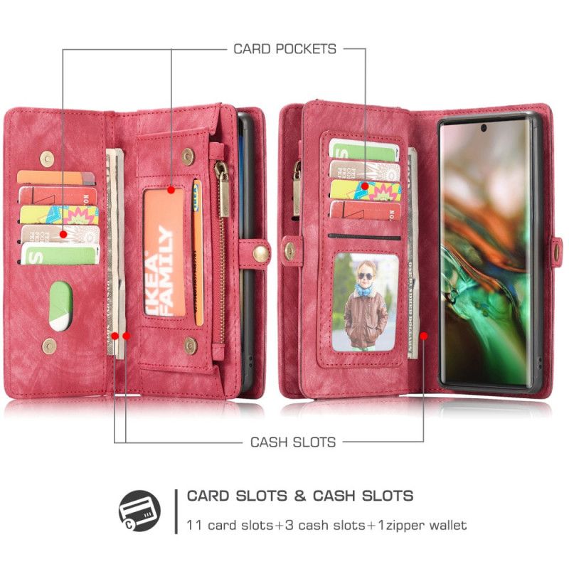 Folio-hoesje Samsung Galaxy Note 10 Rood Zwart Portemonnee Hoesje En Hoesje