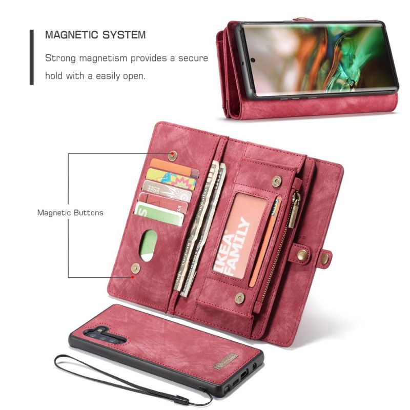 Folio-hoesje Samsung Galaxy Note 10 Rood Zwart Portemonnee Hoesje En Hoesje