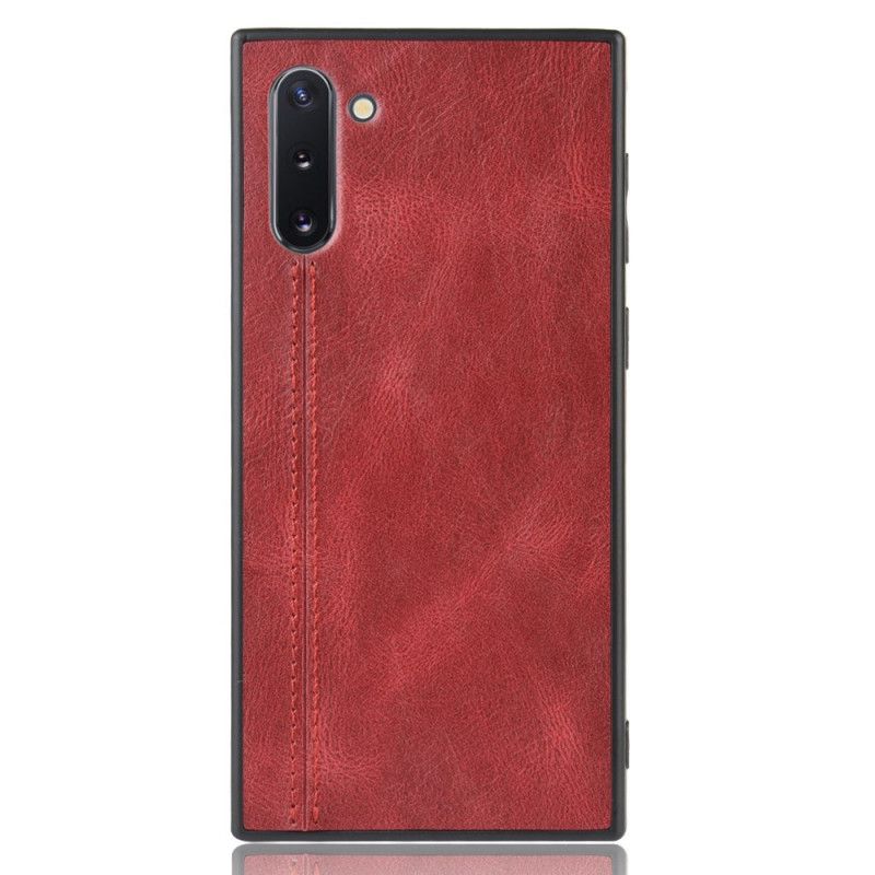 Hoesje Samsung Galaxy Note 10 Rood Zwart Gestikt Leereffect