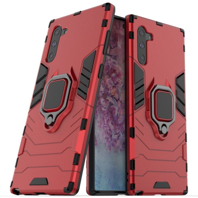 Hoesje Samsung Galaxy Note 10 Rood Zwart Resistente Ring