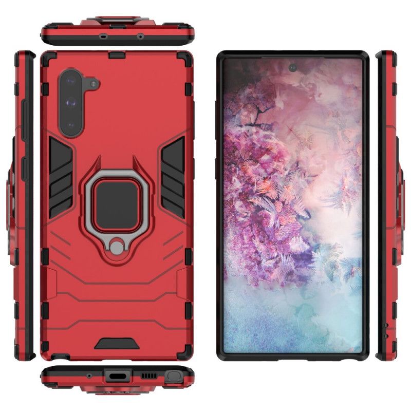 Hoesje Samsung Galaxy Note 10 Rood Zwart Resistente Ring