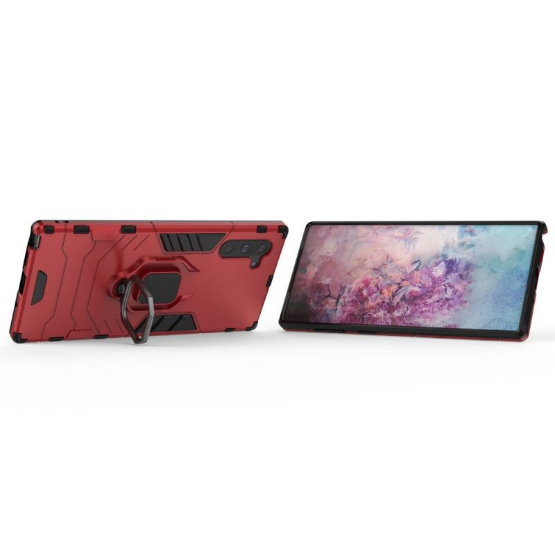 Hoesje Samsung Galaxy Note 10 Rood Zwart Resistente Ring