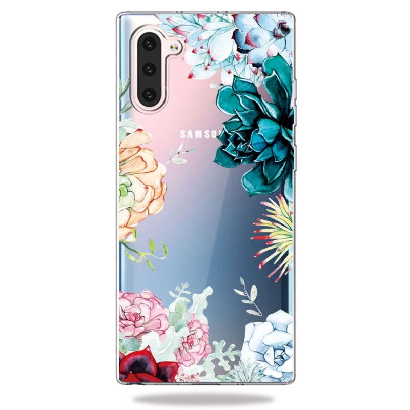 Hoesje Samsung Galaxy Note 10 Transparante Aquarelbloemen