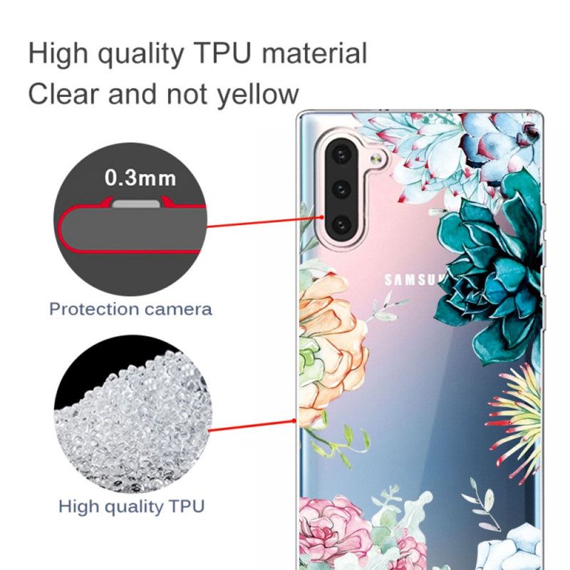 Hoesje Samsung Galaxy Note 10 Transparante Aquarelbloemen