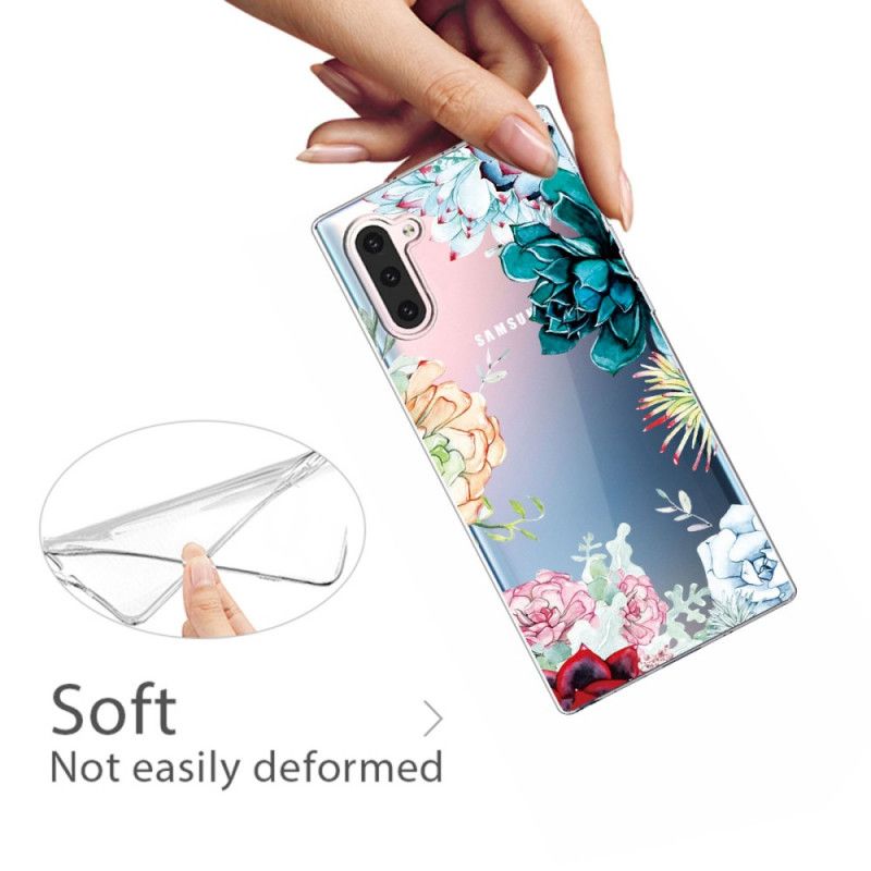 Hoesje Samsung Galaxy Note 10 Transparante Aquarelbloemen
