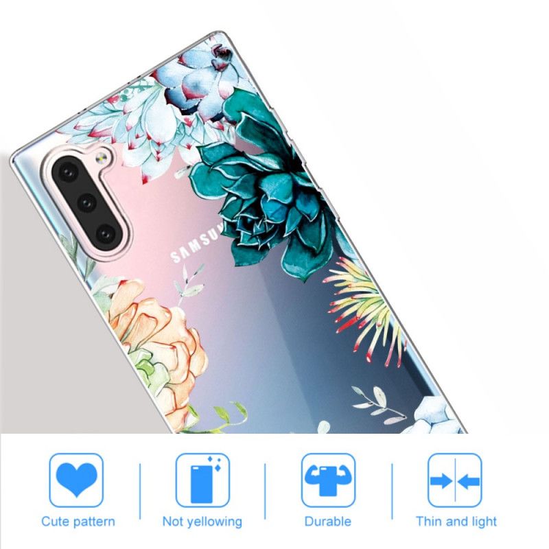 Hoesje Samsung Galaxy Note 10 Transparante Aquarelbloemen