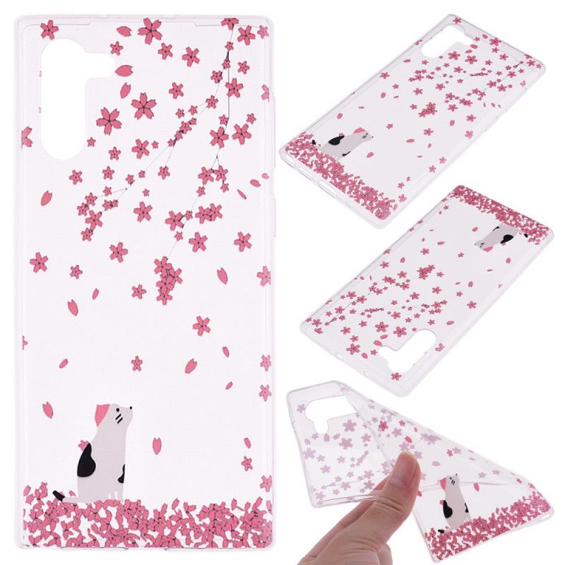 Hoesje voor Samsung Galaxy Note 10 Bloemblaadjes En Kat