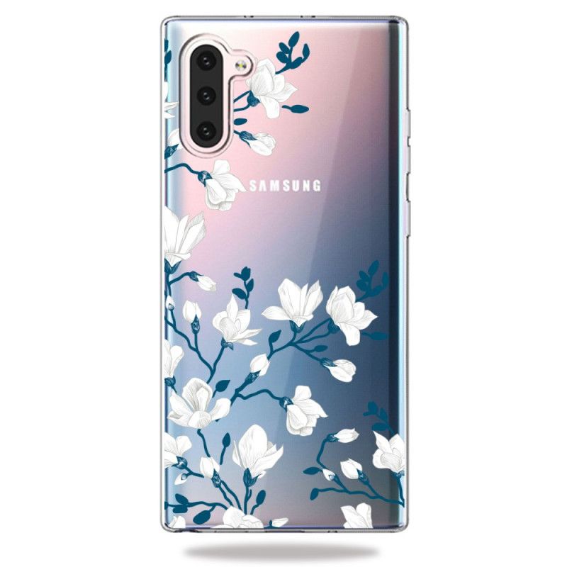 Hoesje voor Samsung Galaxy Note 10 Witte Bloemen