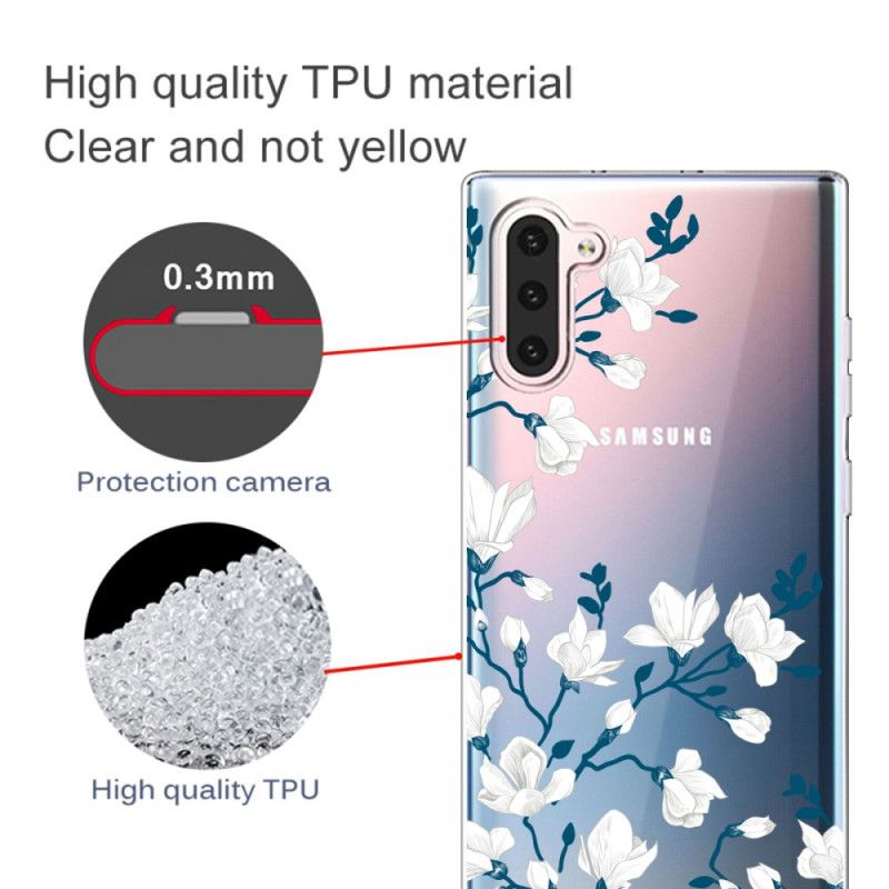 Hoesje voor Samsung Galaxy Note 10 Witte Bloemen