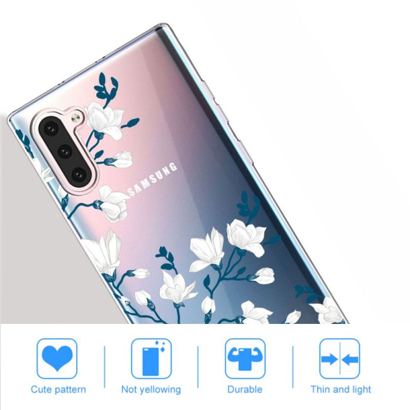 Hoesje voor Samsung Galaxy Note 10 Witte Bloemen