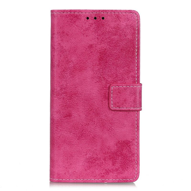 Leren Hoesje Samsung Galaxy Note 10 Magenta Grijs Vintage Leereffect