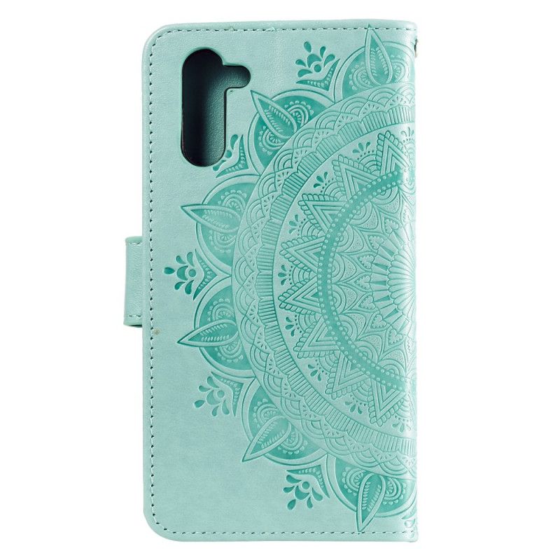 Leren Hoesje Samsung Galaxy Note 10 Magenta Grijs Zon Mandala