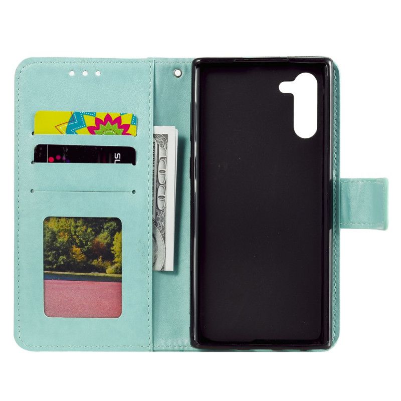 Leren Hoesje Samsung Galaxy Note 10 Magenta Grijs Zon Mandala