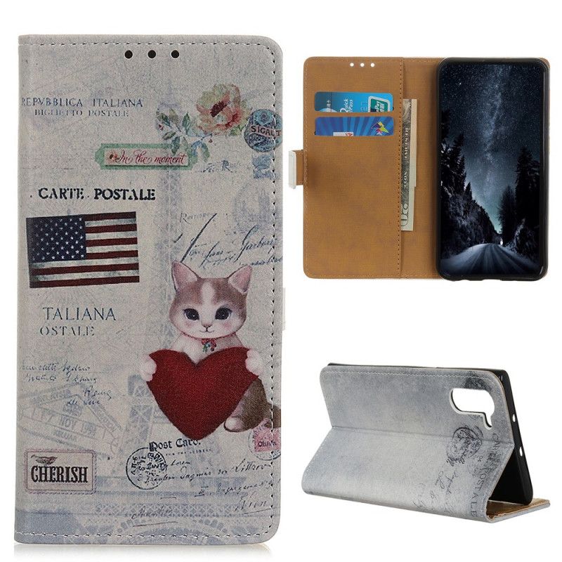 Leren Hoesje Samsung Galaxy Note 10 Reizende Kat