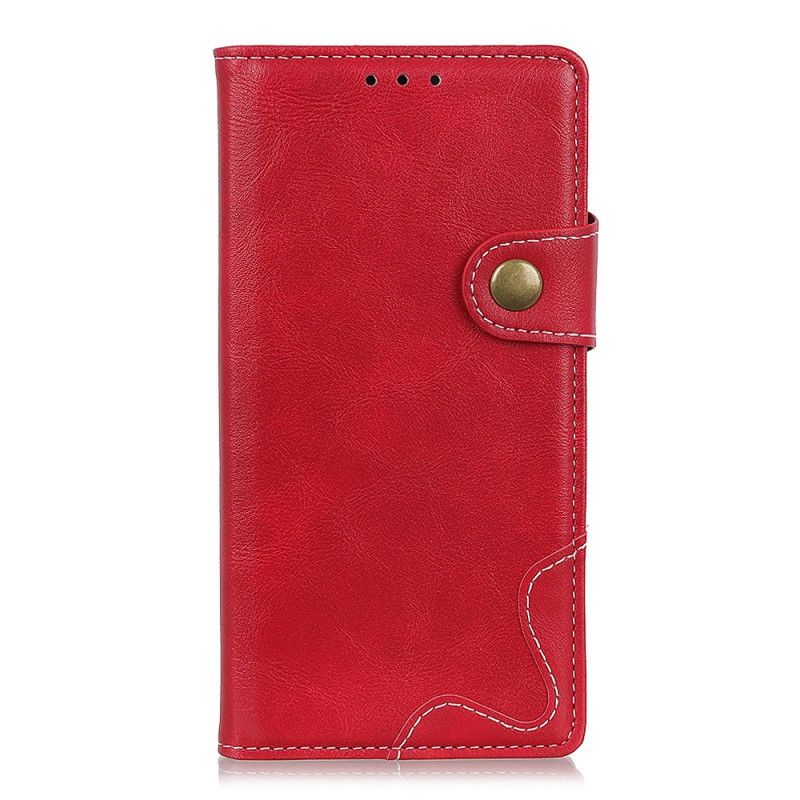 Leren Hoesje Samsung Galaxy Note 10 Rood Zwart Artistieke Knoop En Stiksel