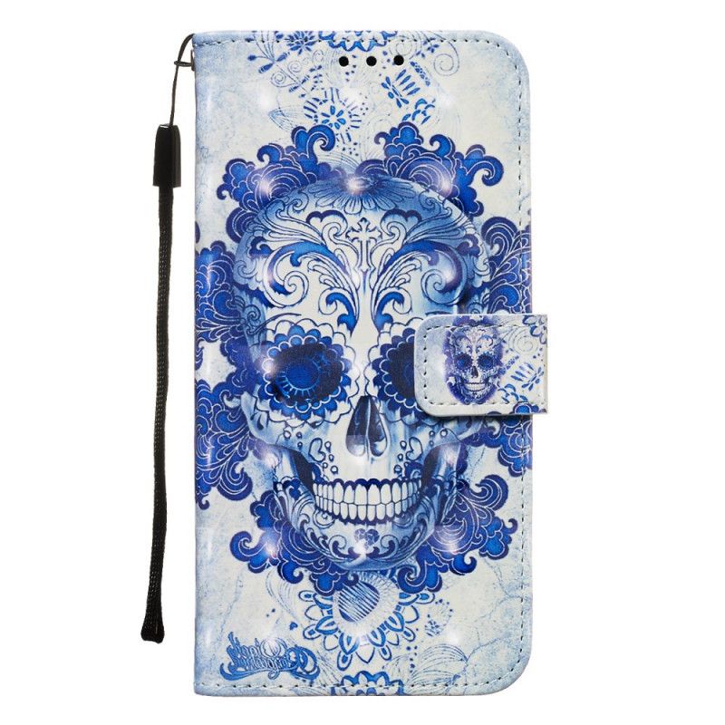 Leren Hoesje voor Samsung Galaxy Note 10 Blauwe Schedel