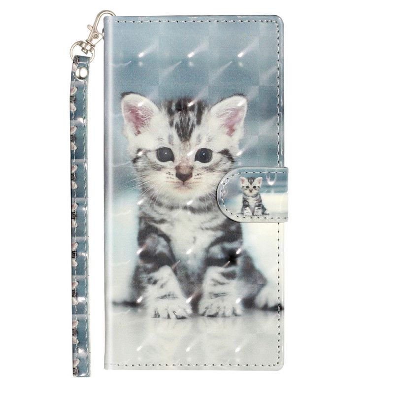 Leren Hoesje voor Samsung Galaxy Note 10 Kitten Light Spots Met Riempje