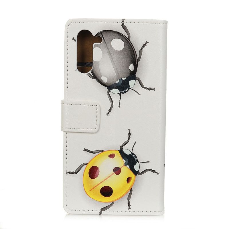 Leren Hoesje voor Samsung Galaxy Note 10 Lieveheersbeestjes