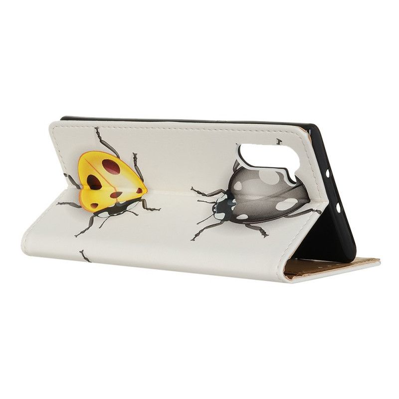 Leren Hoesje voor Samsung Galaxy Note 10 Lieveheersbeestjes