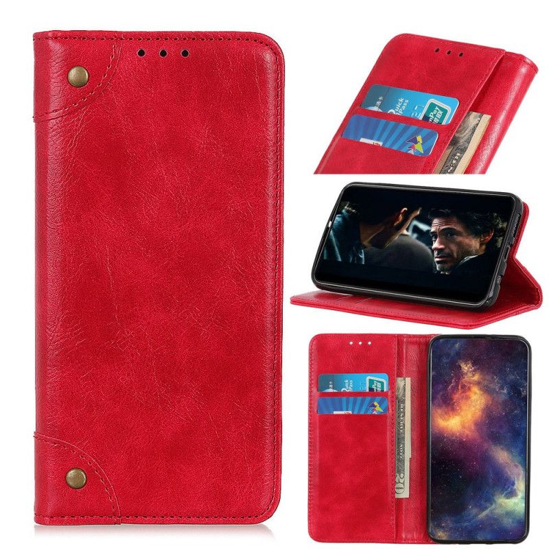 Leren Hoesje voor Samsung Galaxy Note 10 Rood Vintage Oud