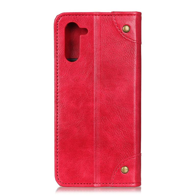 Leren Hoesje voor Samsung Galaxy Note 10 Rood Vintage Oud
