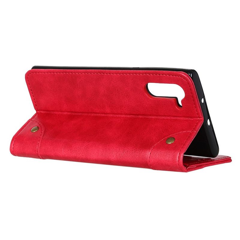 Leren Hoesje voor Samsung Galaxy Note 10 Rood Vintage Oud