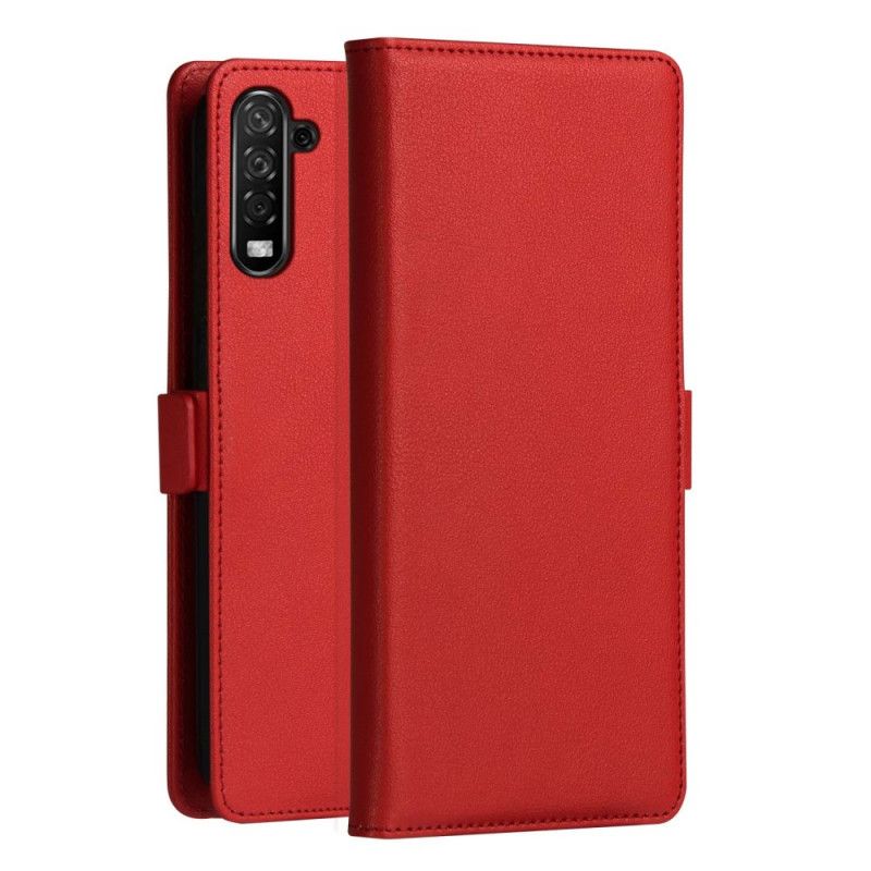 Leren Hoesje voor Samsung Galaxy Note 10 Rood Zwart Dzgogo Milo-Reeks