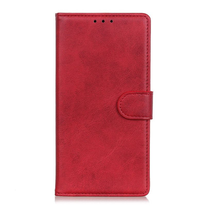 Leren Hoesje voor Samsung Galaxy Note 10 Rood Zwart Retro Mat Leereffect