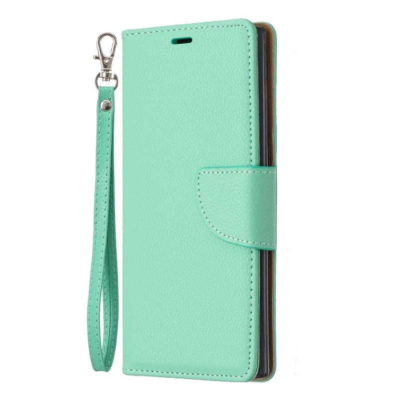 Leren Hoesje voor Samsung Galaxy Note 10 Zwart Lychee Schuine Flap