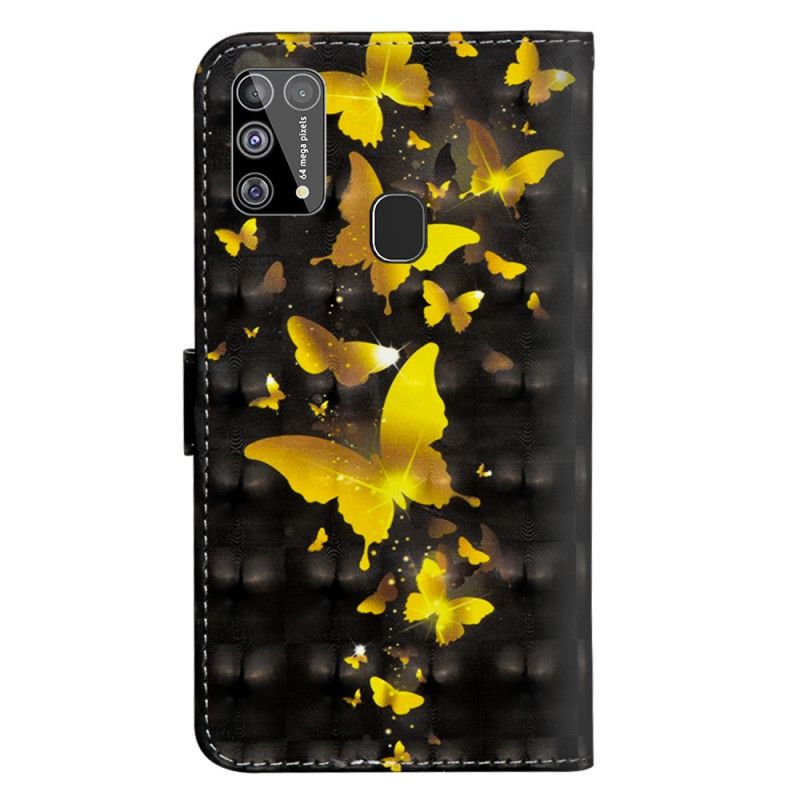 Bescherming Hoesje Samsung Galaxy M31 Telefoonhoesje Gele Vlinders