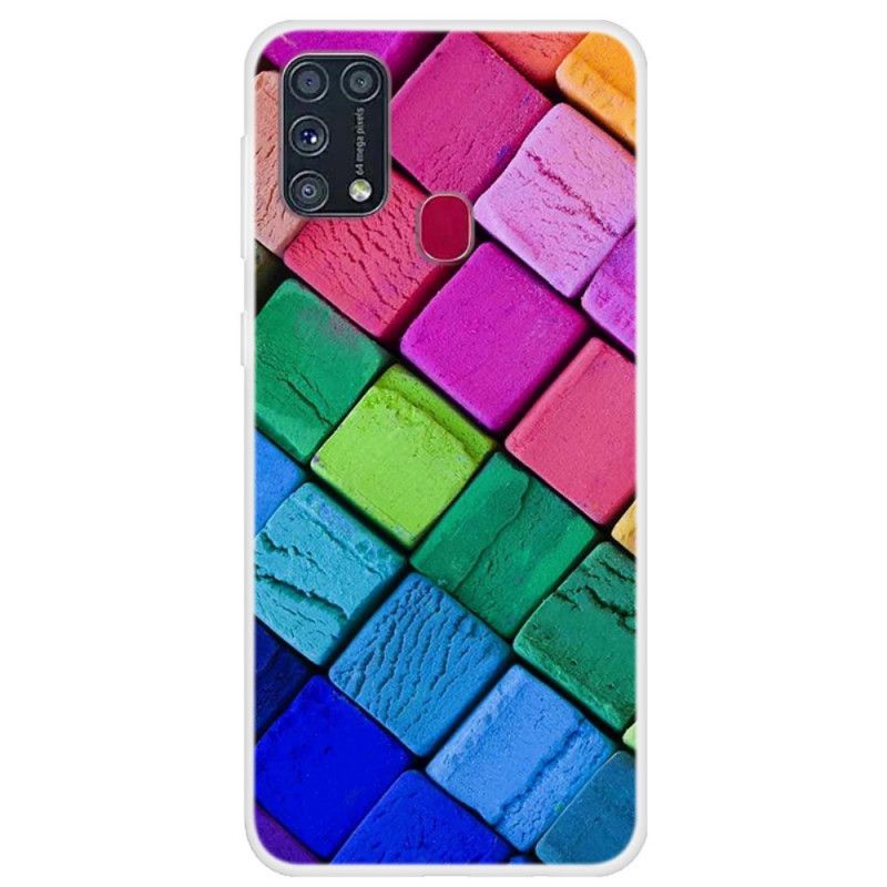 Case Hoesje Samsung Galaxy M31 Telefoonhoesje Gekleurde Blokjes