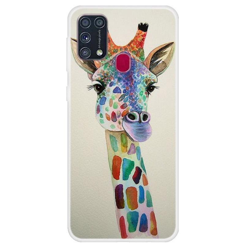 Case Hoesje Samsung Galaxy M31 Telefoonhoesje Kleurrijke Giraf