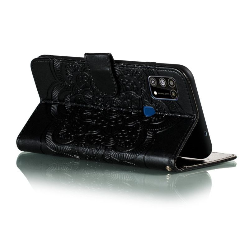 Cover Folio-hoesje Samsung Galaxy M31 Grijs Zwart Telefoonhoesje Hele Mandala