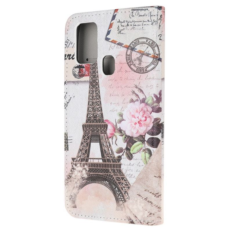 Flip Case Leren Samsung Galaxy M31 Retro Eiffeltoren