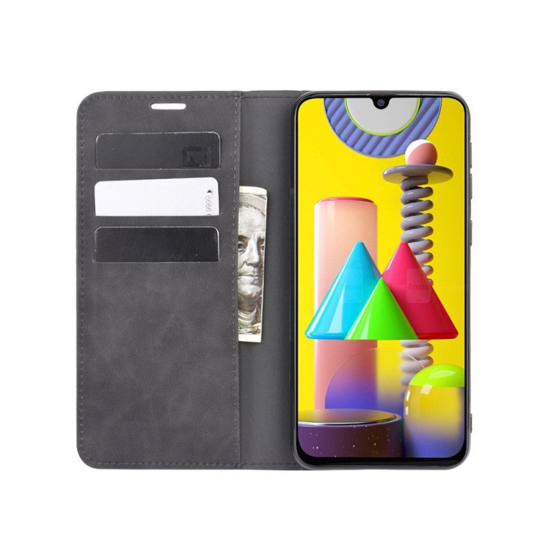 Folio-hoesje voor Samsung Galaxy M31 Grijs Zwart Zacht Leereffect