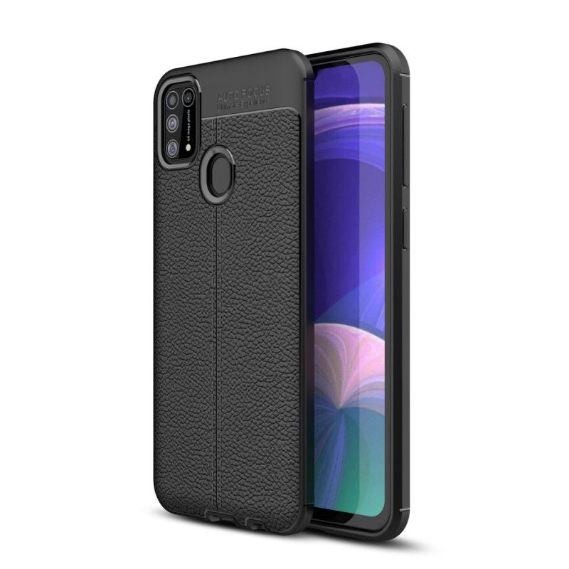 Hoesje Samsung Galaxy M31 Rood Zwart Dubbellijns Lychee Leereffect