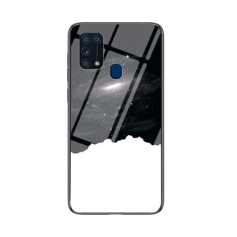 Hoesje Samsung Galaxy M31 Roségoud Zwart Schoonheid Gehard Glas