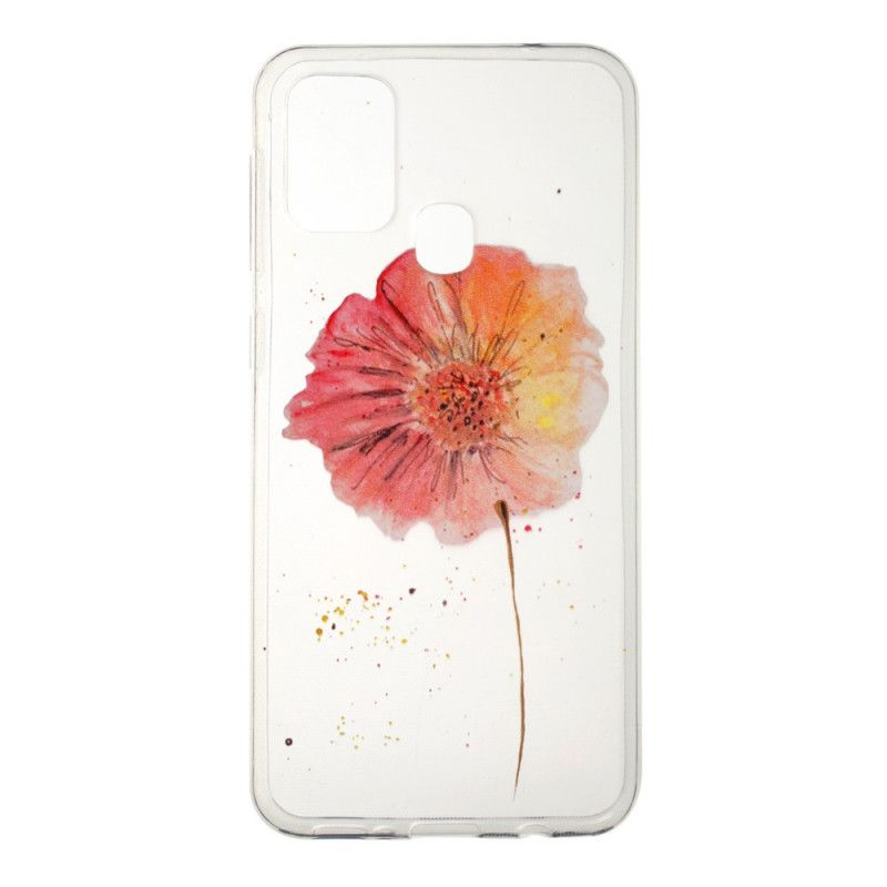 Hoesje Samsung Galaxy M31 Transparante Aquarel Klaproos