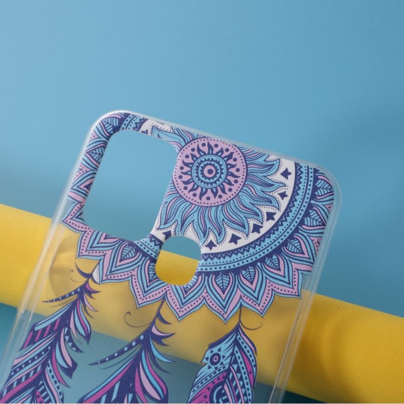 Hoesje Samsung Galaxy M31 Transparante Vanger Droomt Blauwe Veren