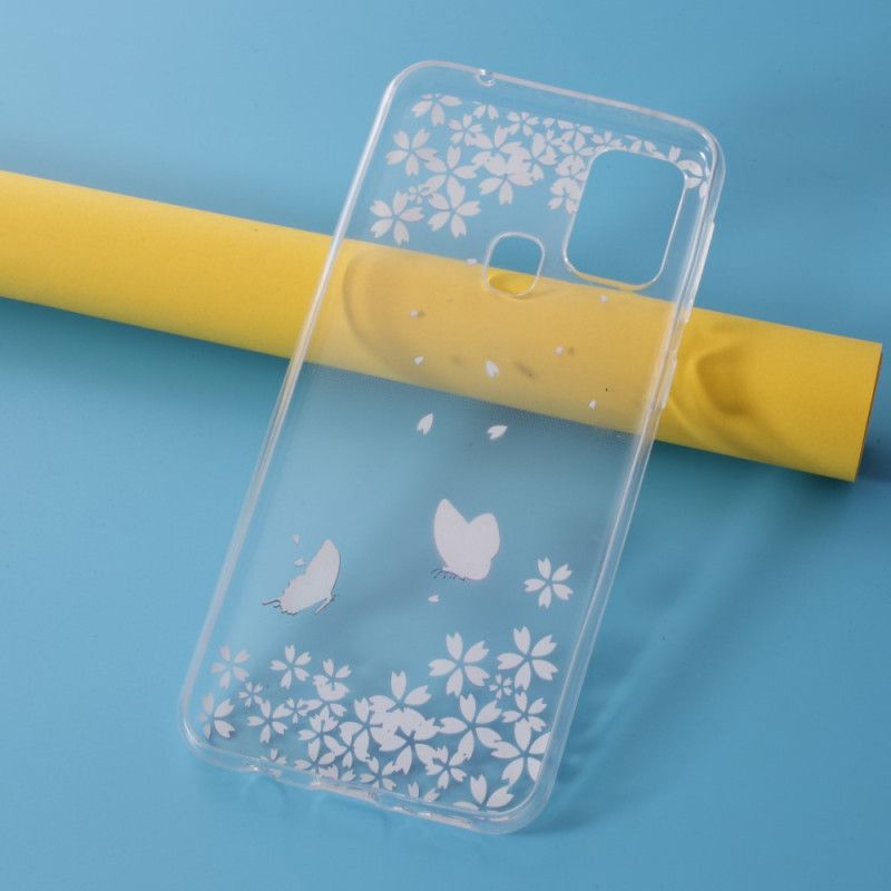 Hoesje Samsung Galaxy M31 Transparante Vlinders En Bloemen