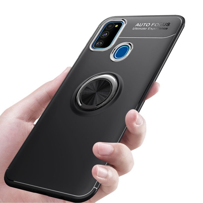 Hoesje voor Samsung Galaxy M31 Rood Zwart Roterende Ring