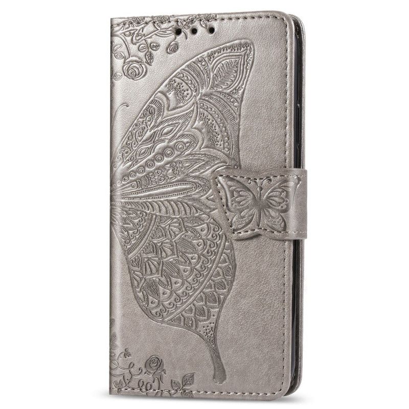 Leren Hoesje voor Samsung Galaxy M31 Grijs Halve Vlinders