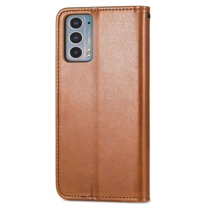 Bescherming Hoesje Motorola Edge 20 Kunstleer En Vintage Sluiting