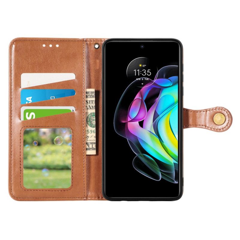 Bescherming Hoesje Motorola Edge 20 Kunstleer En Vintage Sluiting
