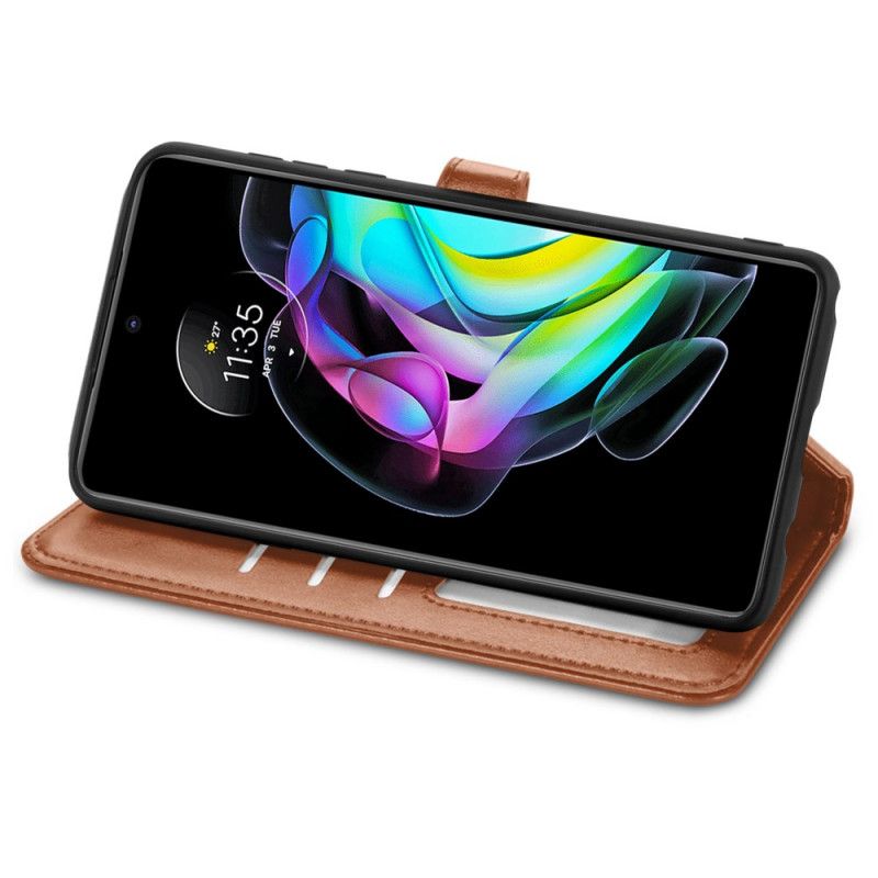Bescherming Hoesje Motorola Edge 20 Kunstleer En Vintage Sluiting