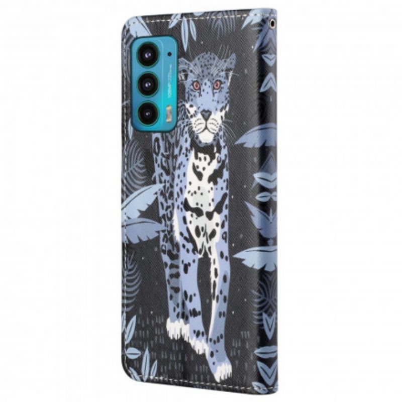 Bescherming Hoesje Motorola Edge 20 Leopard Strappy